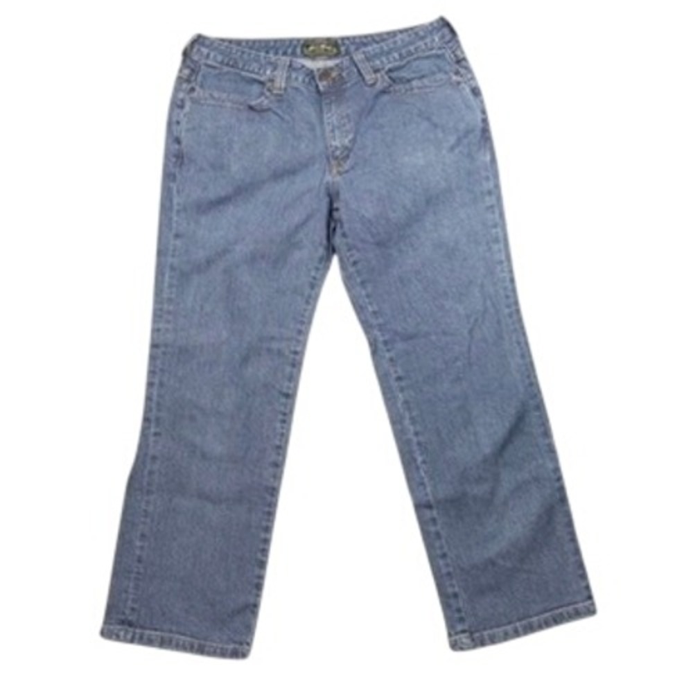 Eddie Bauer Jeans Womens 10 Petite Blue Straight Leg Stretch Denim Classic
